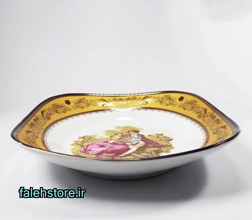 بشقاب خورشت خوری چینی پردیس طرح لمونژ چهارگوش 6 عددی