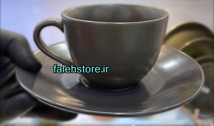 فنجان چای خوری سرامیکی رومز ذغالی مات استون ور 6 عددی