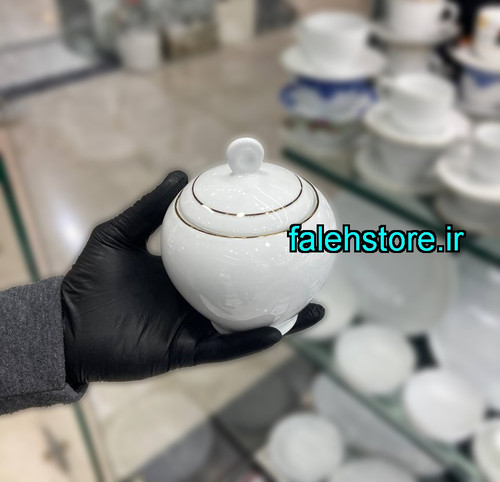قندان چینی گرد لب طلا زرین اف 1 عددی