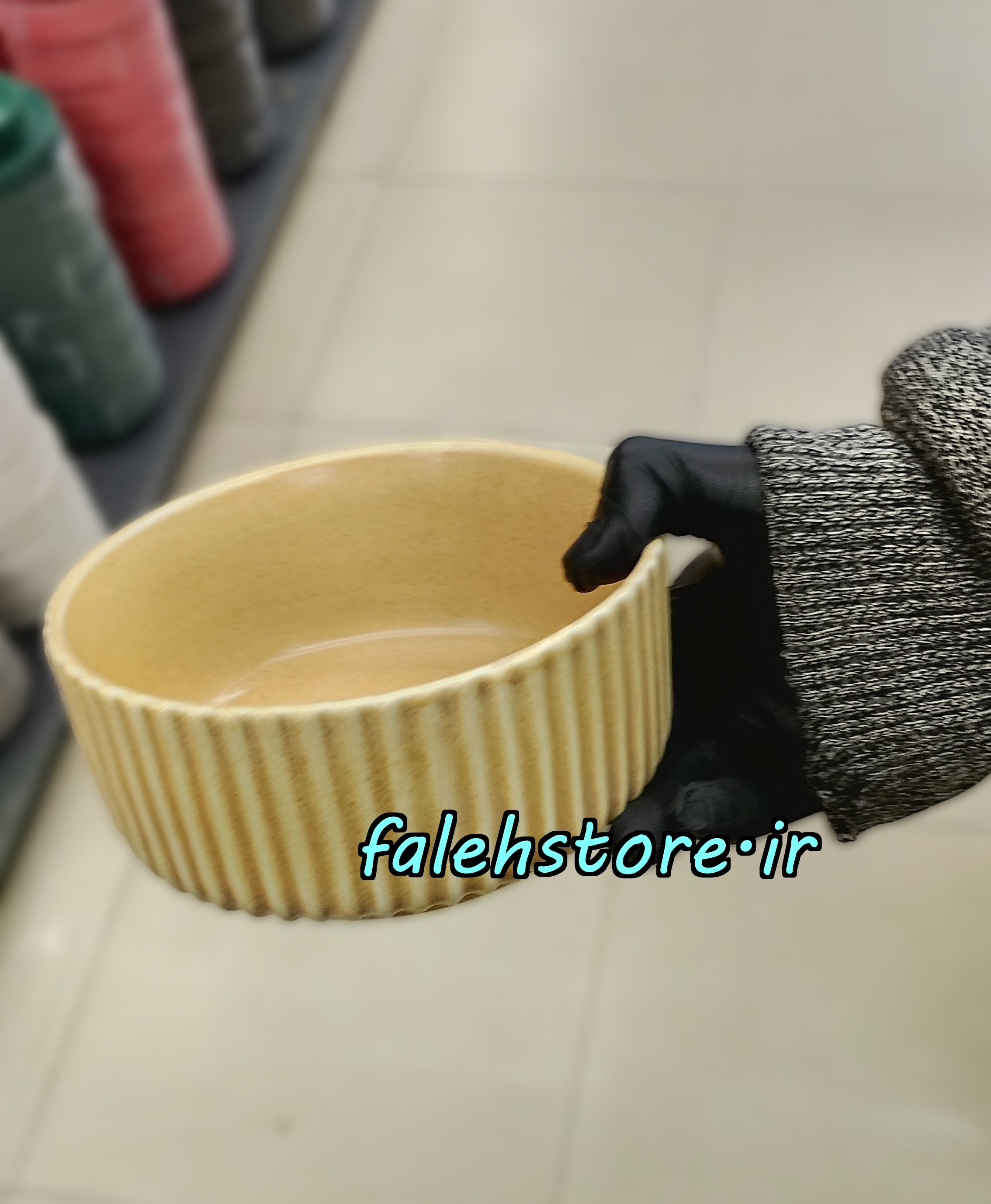 پیاله شیاردار کرم گرانیتی استون ور بن سای 6 عددی
