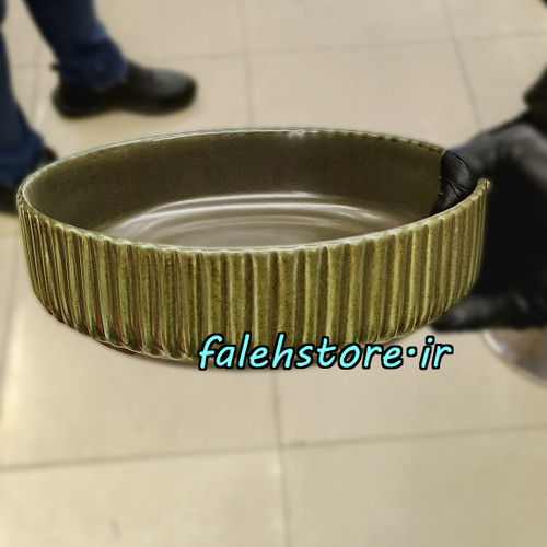 کاسه سرامیکی شیاردار زیتونی استون ور بن سای 1 عددی