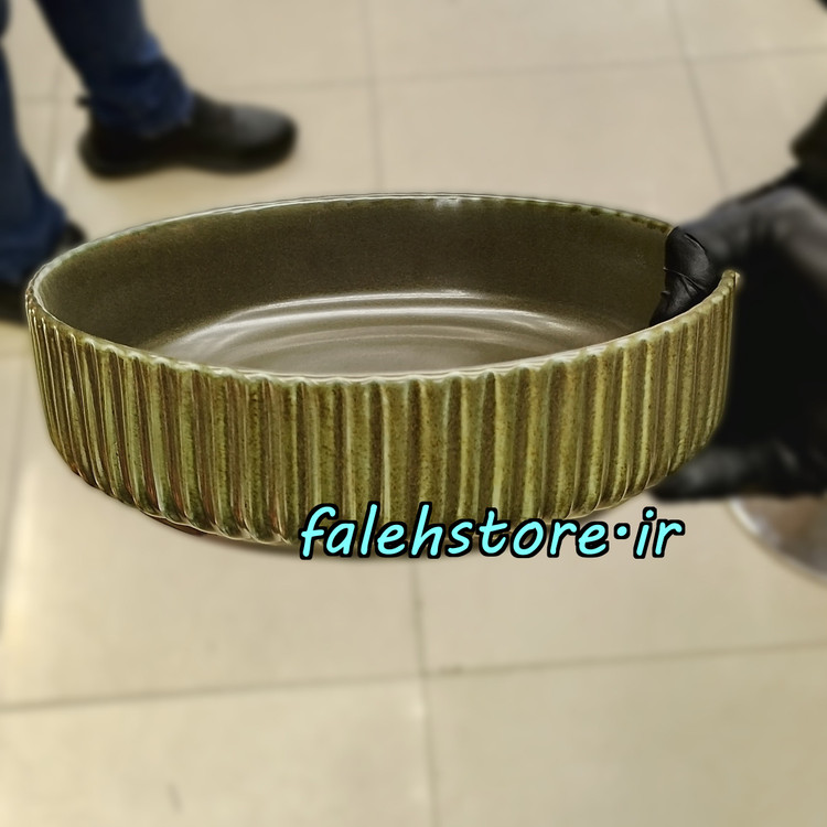 کاسه سرامیکی شیاردار زیتونی استون ور بن سای 1 عددی