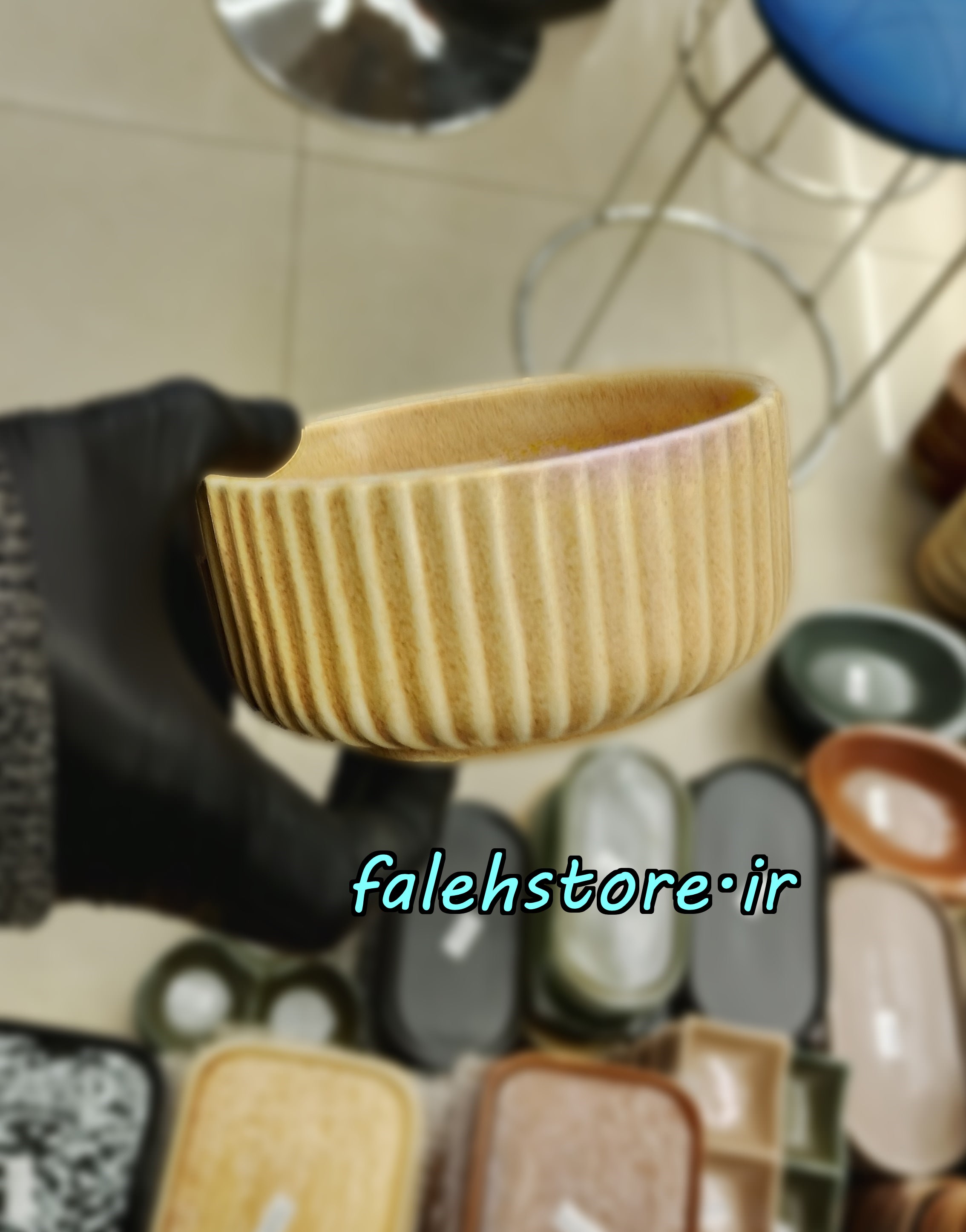 پیاله شیاردار کرم گرانیتی استون ور بن سای 6 عددی