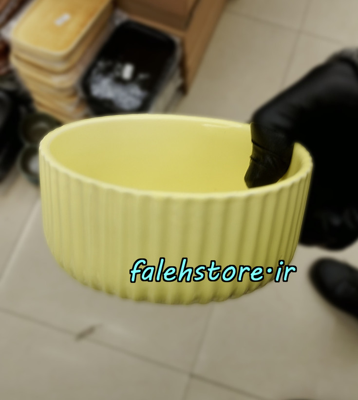 پیاله شیاردار زرد استون ور بن سای 6 عددی