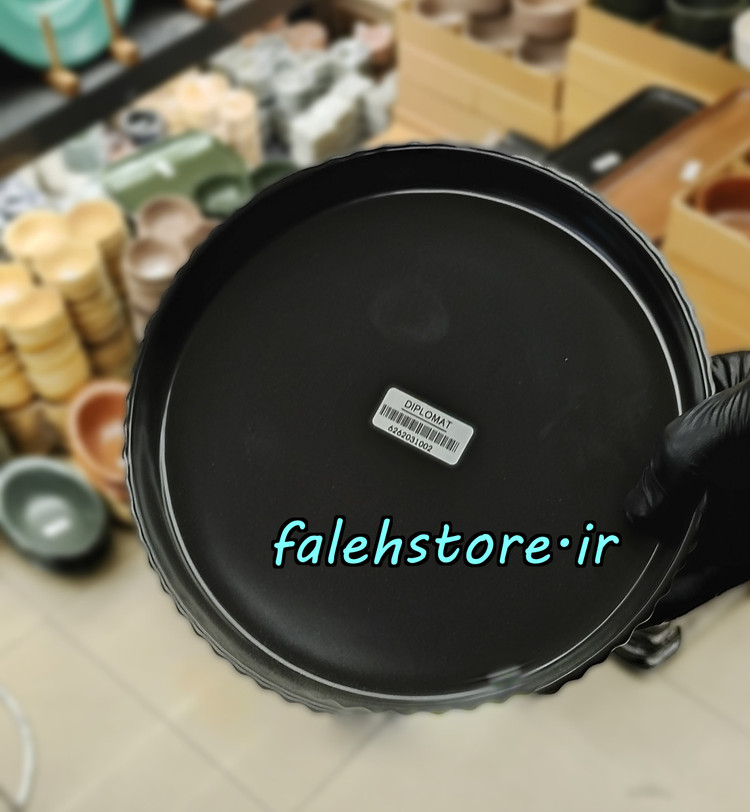 بشقاب پیش دستی سرامیکی استون ور مشکی شیاردار بن سای 6 عددی