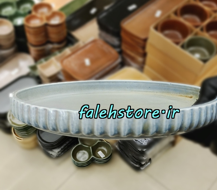 بشقاب پیش دستی سرامیکی استون ور طوسی گرانیتی شیاردار بن سای 6 عددی