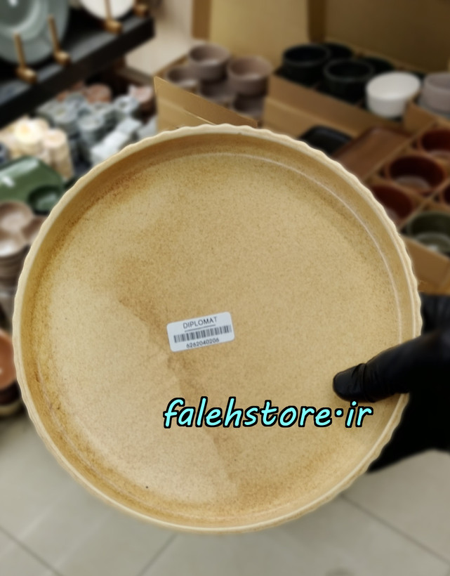 بشقاب پیش دستی سرامیکی استون ور کرم گرانیتی شیاردار بن سای 6 عددی