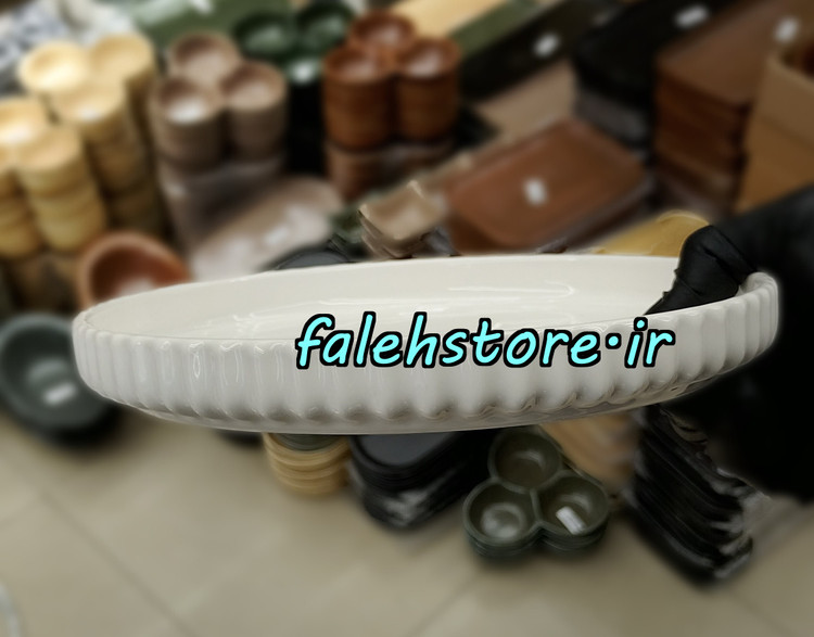 بشقاب پیش دستی سرامیکی استون ور سفید شیاردار بن سای 6 عددی