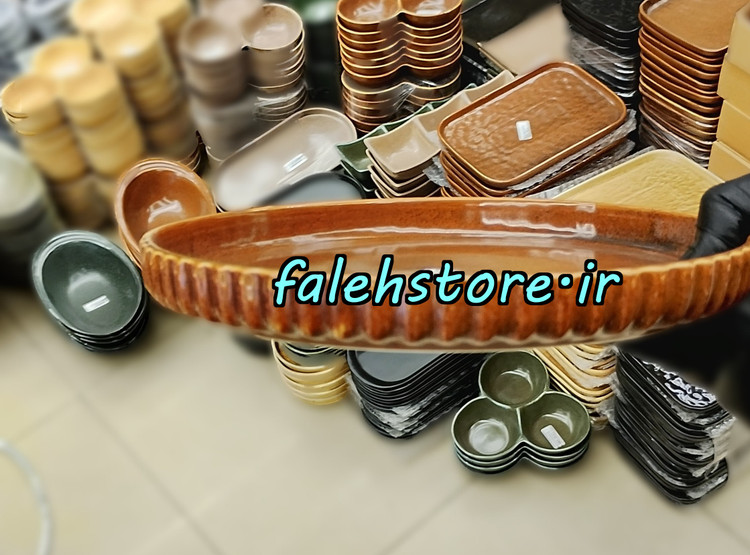 بشقاب پیش دستی سرامیکی استون ور قهوه ای گرانیتی شیاردار بن سای 6 عددی