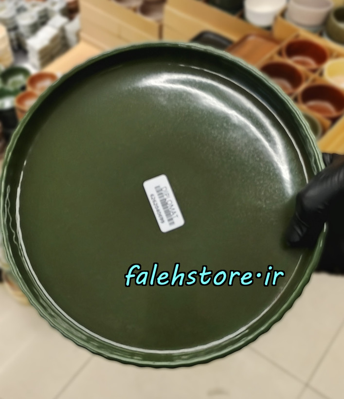 بشقاب پیش دستی سرامیکی استون ور سبز گرانیتی شیاردار بن سای 6 عددی