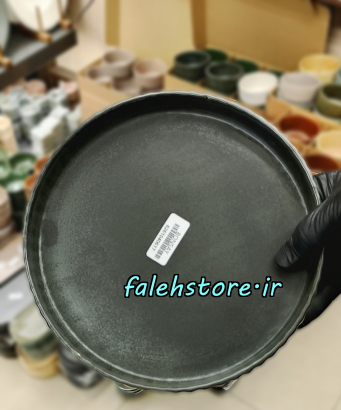 بشقاب پیش دستی سرامیکی استون ور مشکی گرانیتی شیاردار بن سای 6 عددی