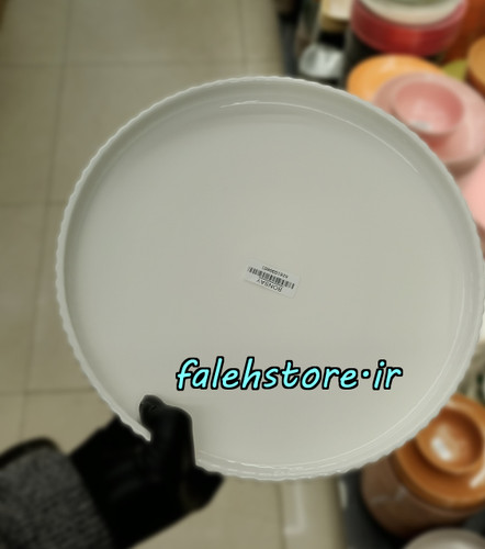 بشقاب پلوخوری سرامیکی استون ور سفید شیاردار بن سای 6 عددی
