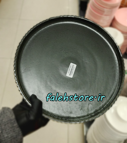 بشقاب پلوخوری سرامیکی استون ور مشکی گرانیتی شیاردار بن سای 6 عددی