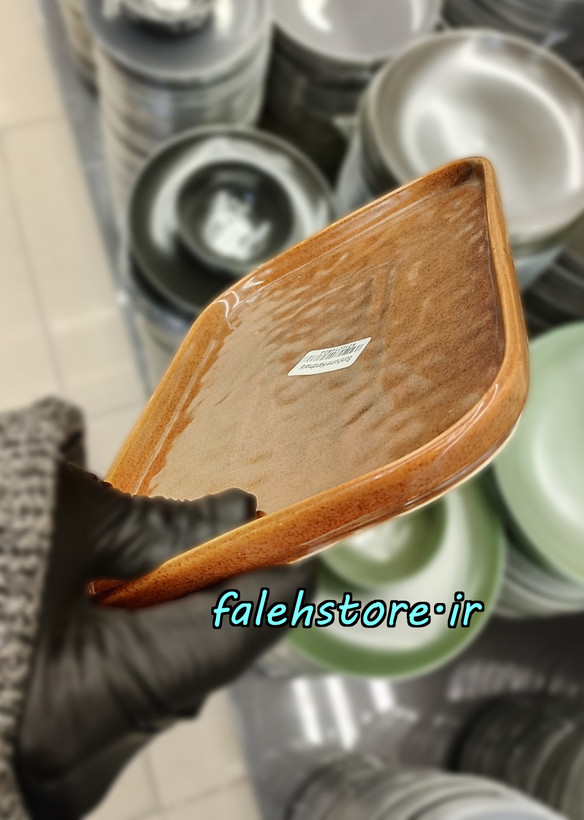 بشقاب دسر سرامیکی استون ور بن سای موج دار قهوه ای 1 عددی