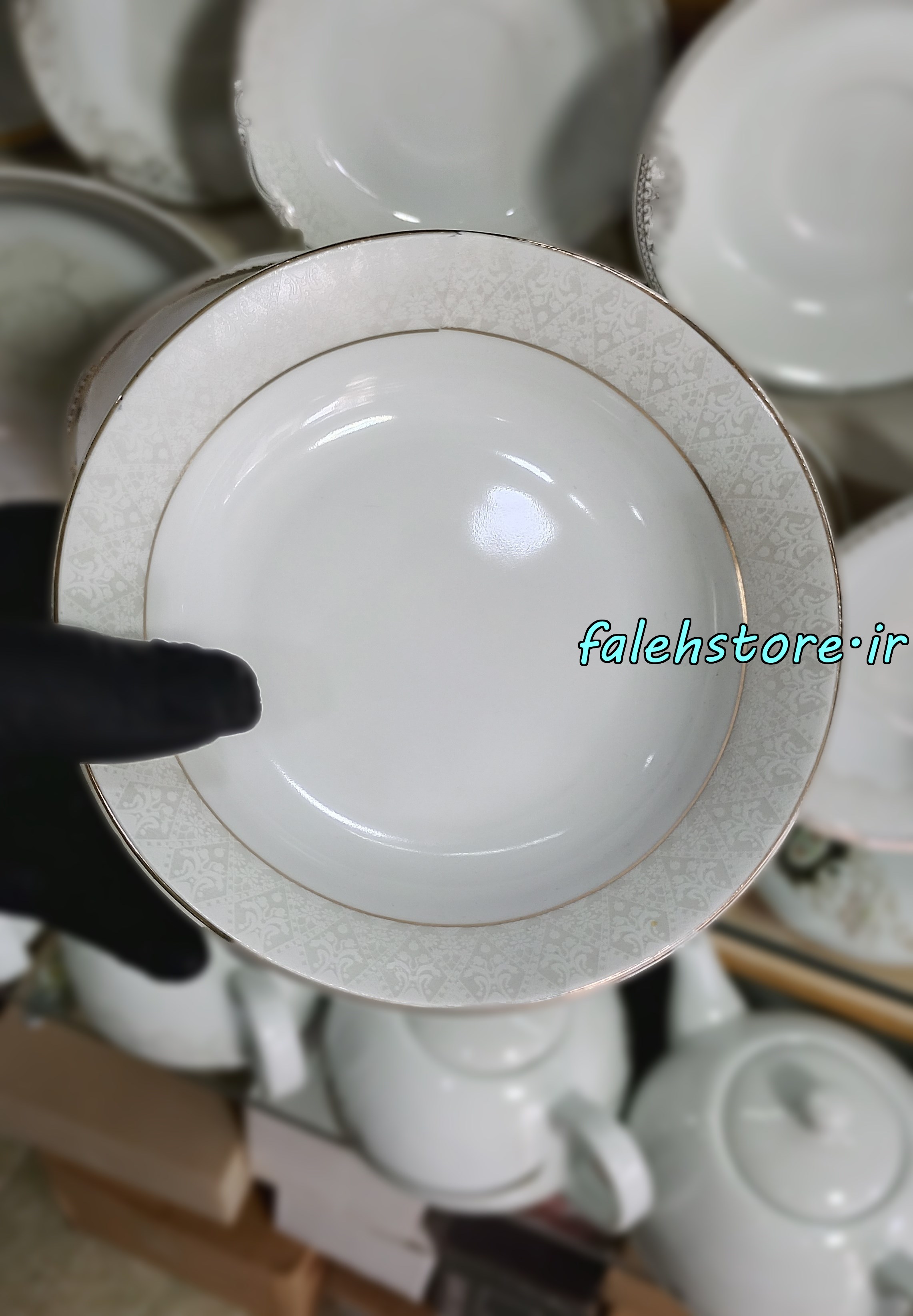 نعلبکی چینی طرح حاشیه بناتی مدل سقزی بزرگ 6 عددی