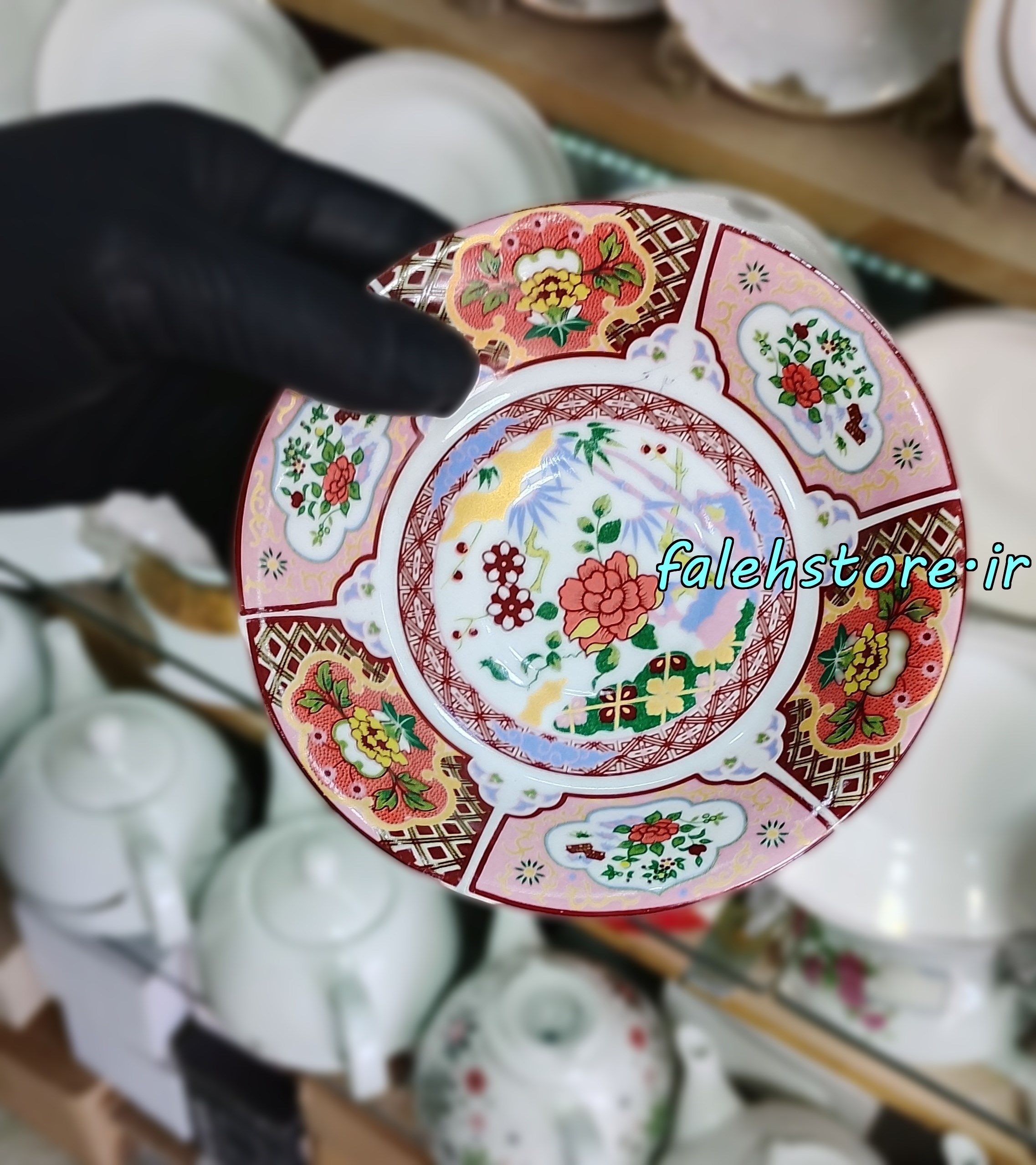 نعلبکی چینی طرح قدیمی مدل السا کارگاهی 6 عددی معمولی