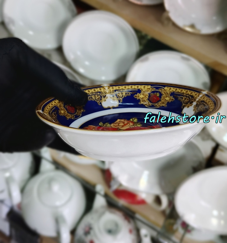 نعلبکی چینی طرح قدیمی مدل سه گل کارگاهی 6 عددی معمولی