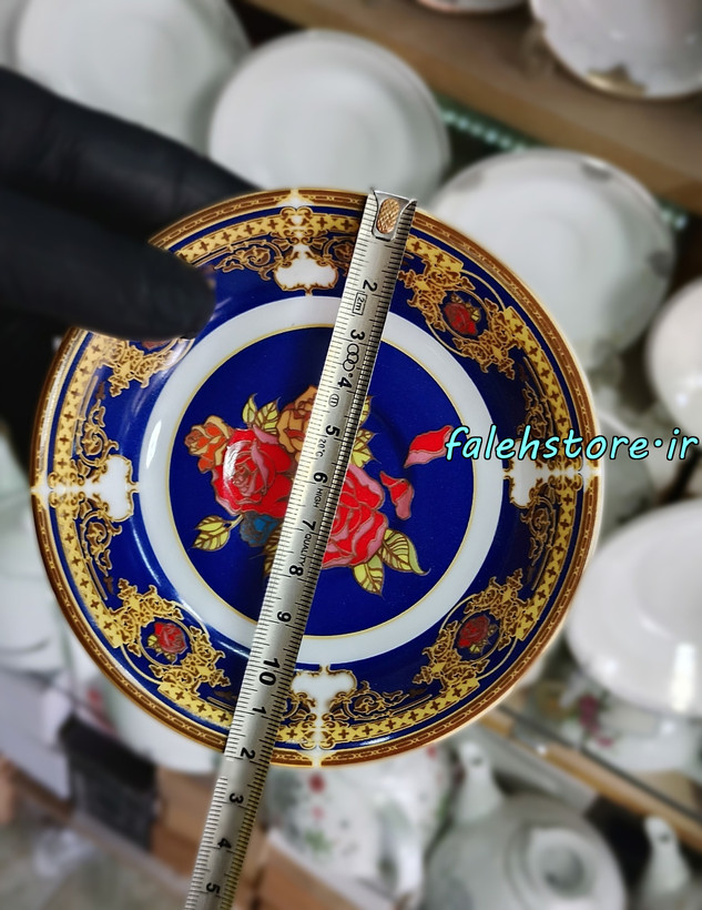 نعلبکی چینی طرح قدیمی مدل سه گل کارگاهی 6 عددی معمولی