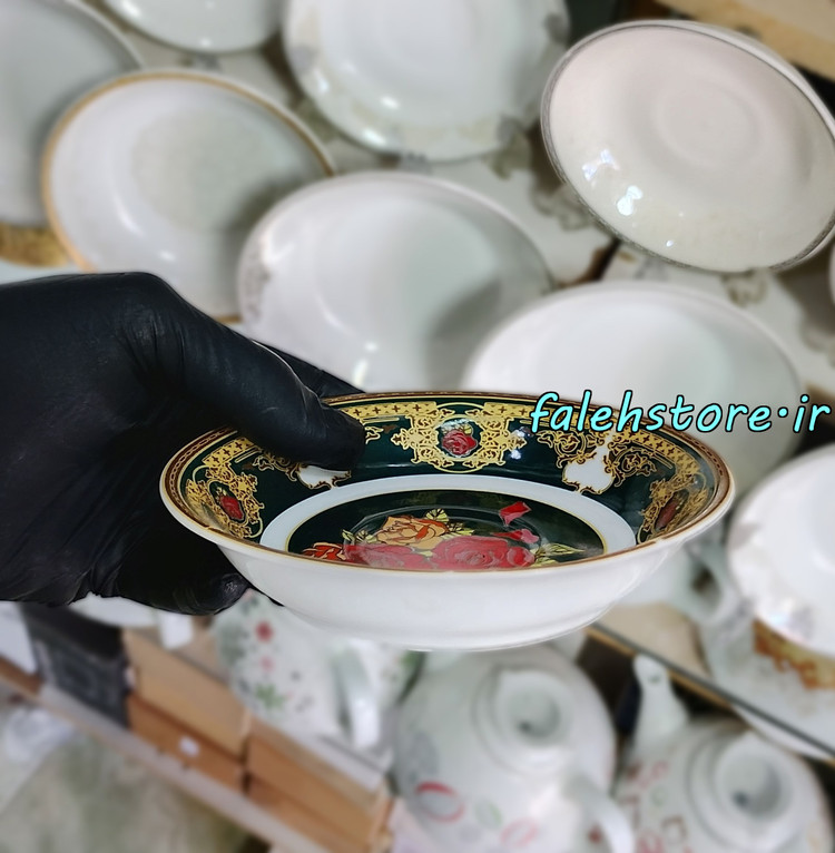 نعلبکی چینی طرح قدیمی مدل فلاور کارگاهی 6 عددی معمولی