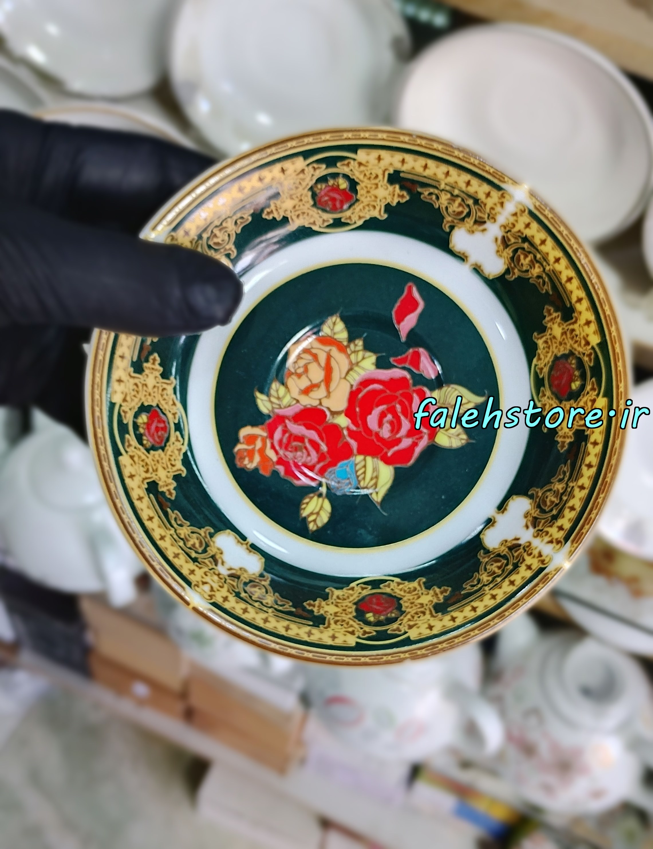نعلبکی چینی طرح قدیمی مدل فلاور کارگاهی 6 عددی معمولی