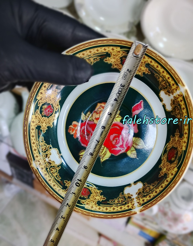 نعلبکی چینی طرح قدیمی مدل فلاور کارگاهی 6 عددی معمولی