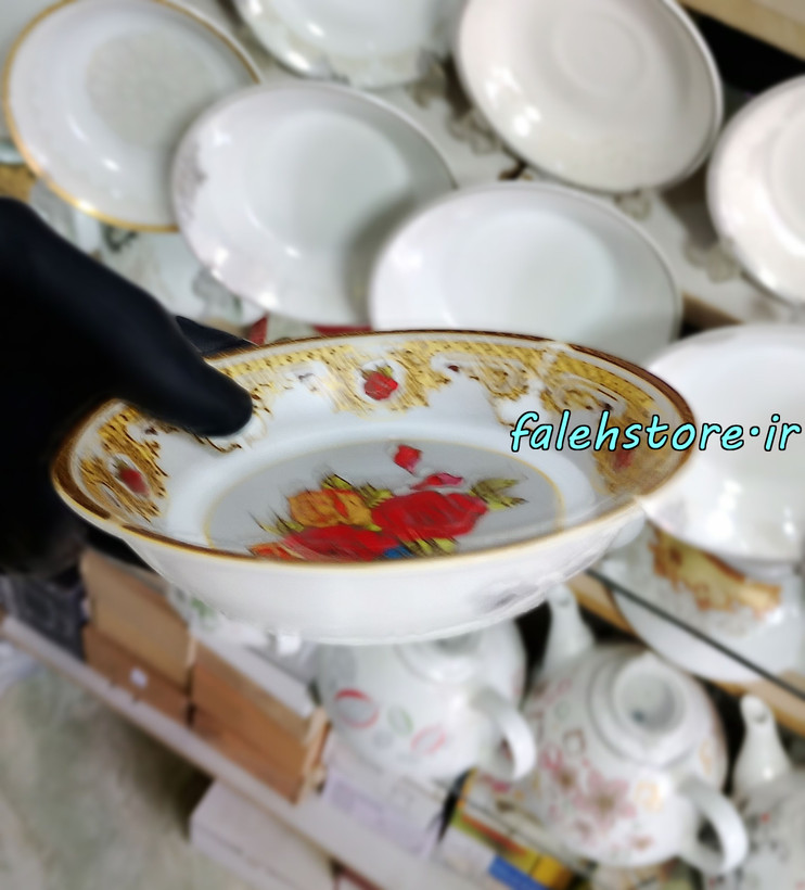 نعلبکی چینی طرح قدیمی مدل ونوسا کارگاهی 6 عددی معمولی