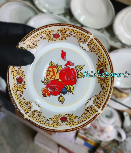 نعلبکی چینی طرح قدیمی مدل ونوسا کارگاهی 6 عددی معمولی