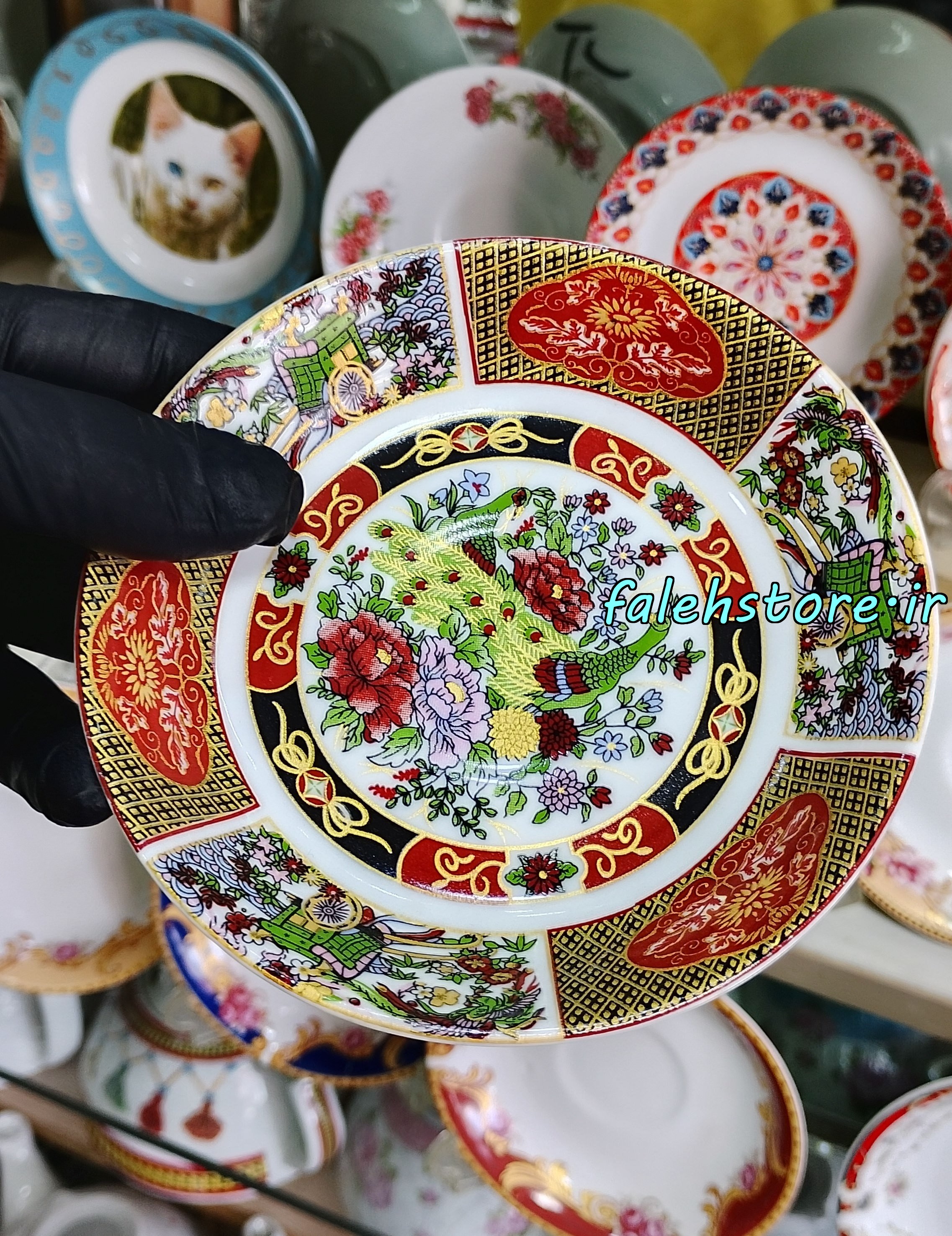 نعلبکی چینی طرح قدیمی مدل نفیس کارگاهی 6 عددی معمولی