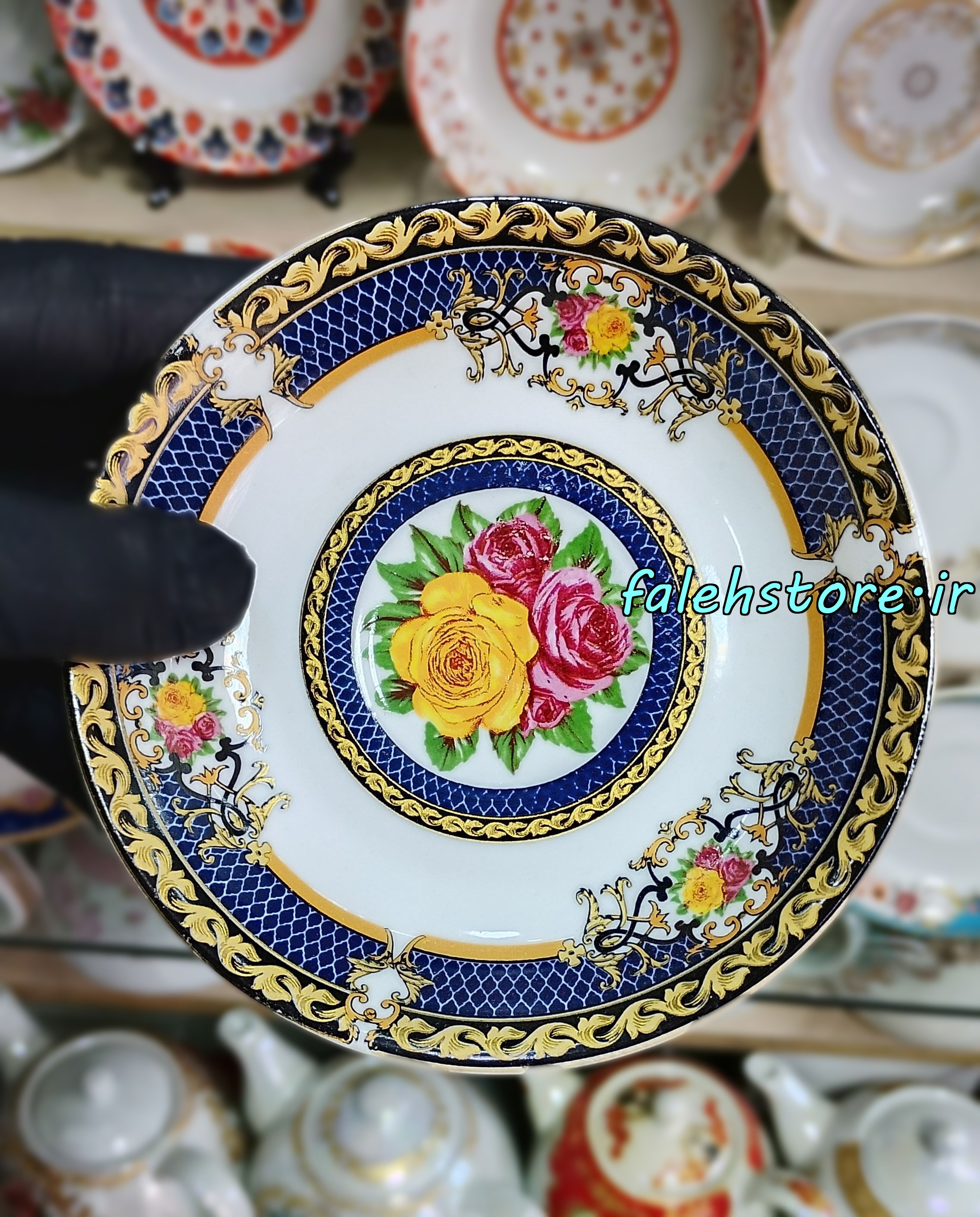 نعلبکی چینی طرح قدیمی مدل نازنین کارگاهی 6 عددی معمولی