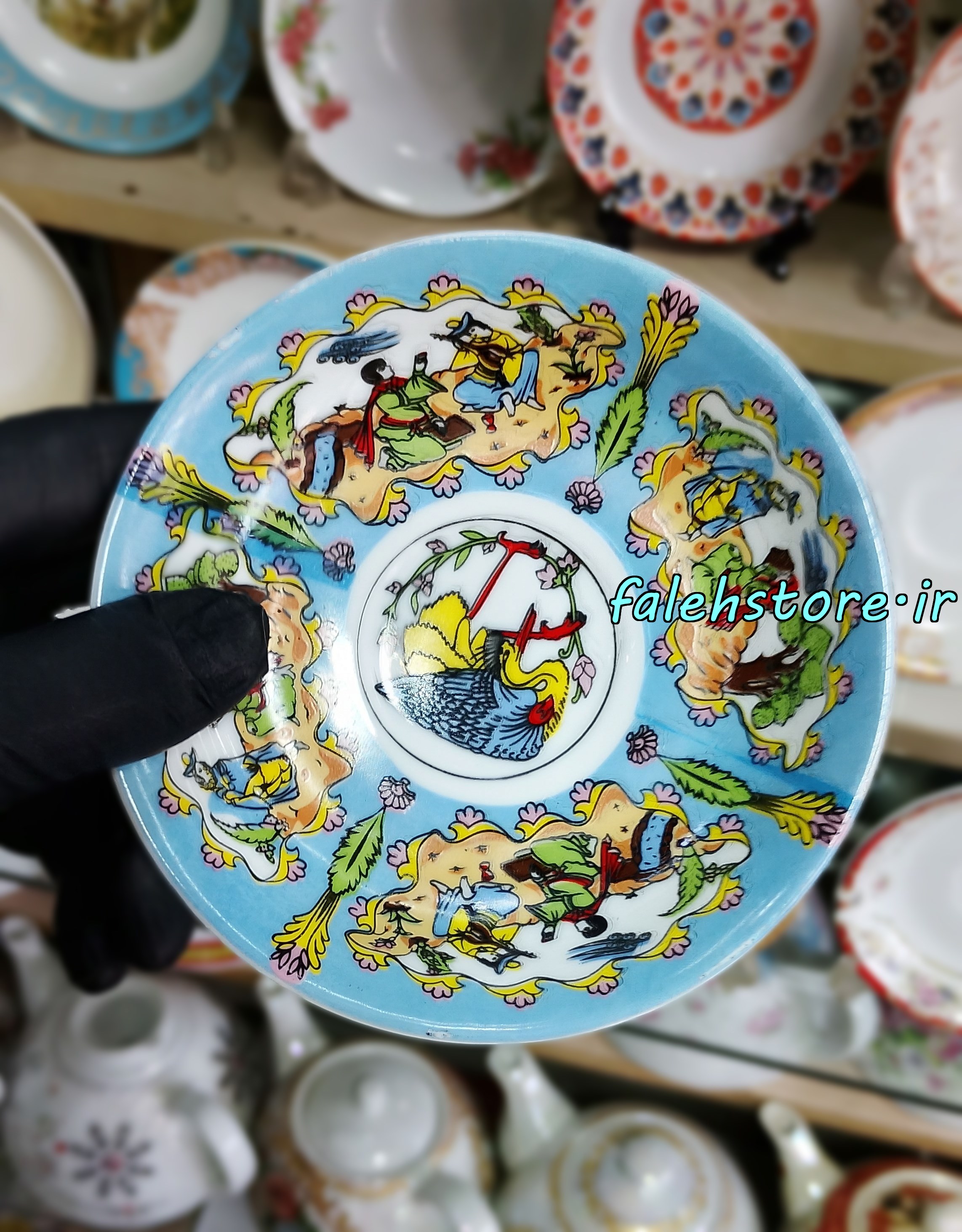 نعلبکی چینی طرح قدیمی مدل کرشمه کارگاهی 6 عددی معمولی