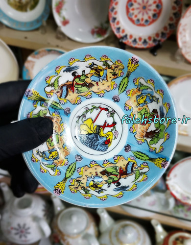 نعلبکی چینی طرح قدیمی مدل کرشمه کارگاهی 6 عددی معمولی