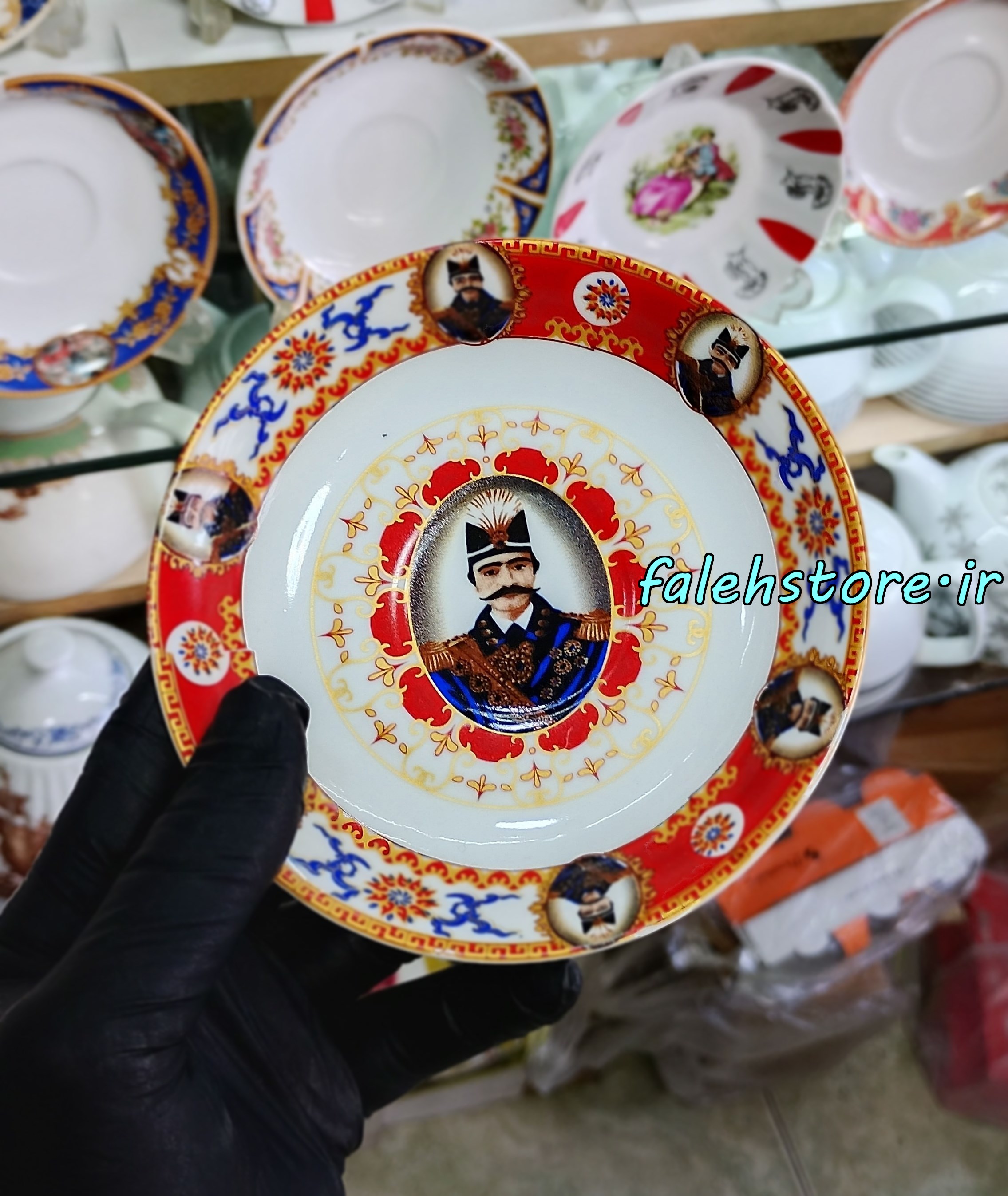 نعلبکی چینی طرح قدیمی مدل شاه عباسی رادین کارگاهی 6 عددی معمولی