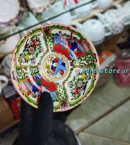 نعلبکی چینی طرح قدیمی مدل کالمو رنگ 6 عددی معمولی