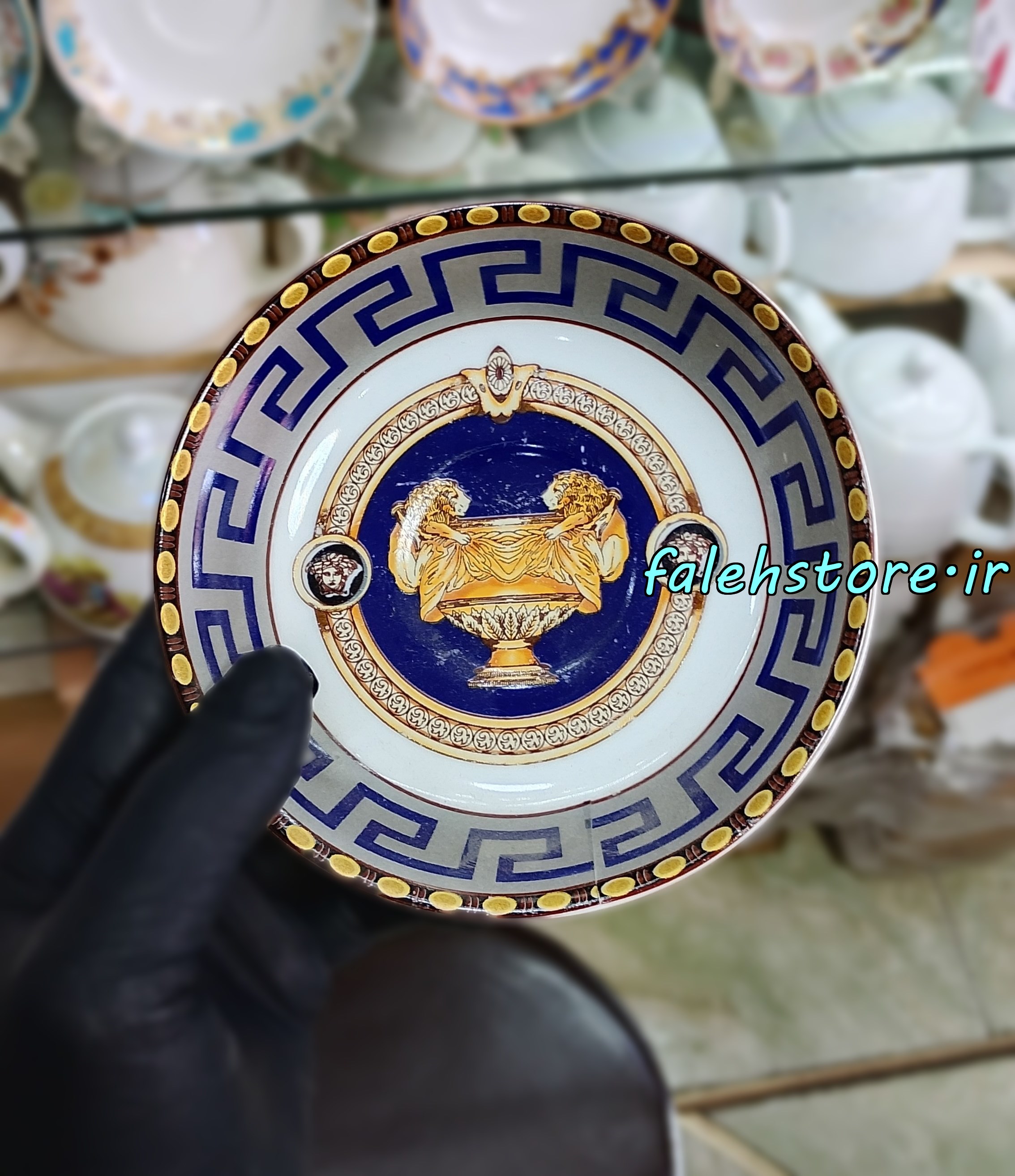 نعلبکی چینی طرح ورساچه شیر رنگ کارگاهی 6 عددی معمولی
