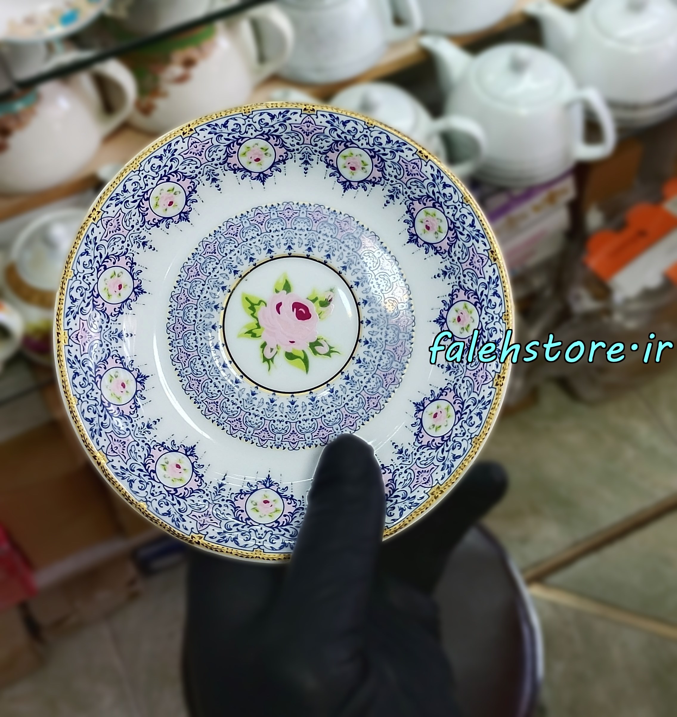 نعلبکی چینی طرح قدیمی مدل اصفهان کارگاهی 6 عددی معمولی