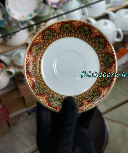 نعلبکی چینی طرح قدیمی مدل خاتم کارگاهی 6 عددی معمولی
