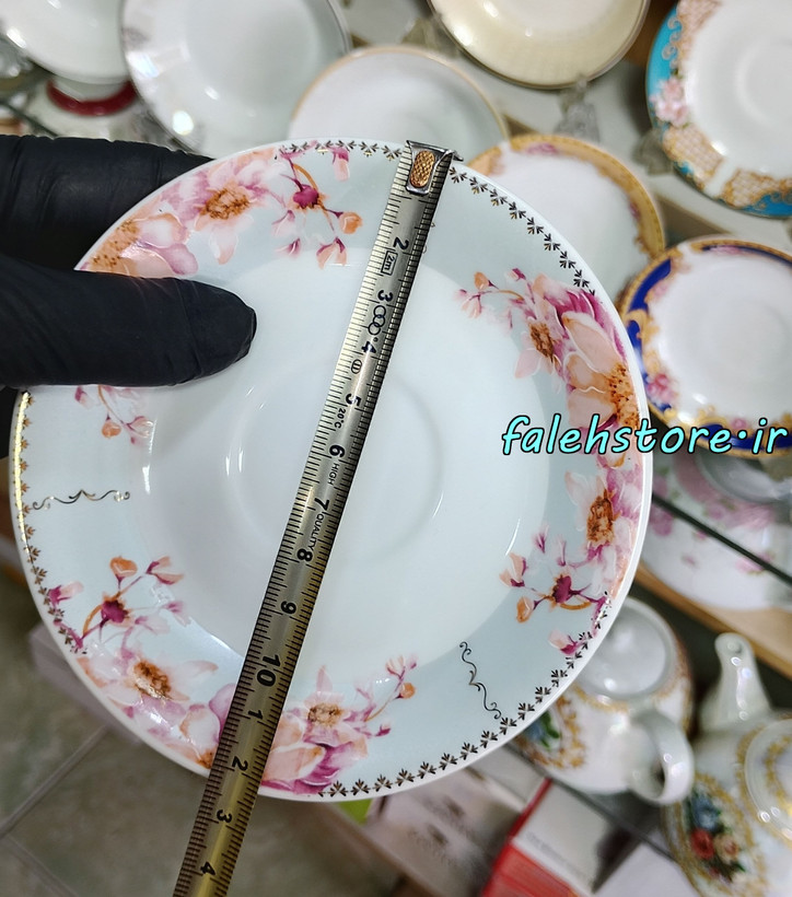 نعلبکی چینی طرح قدیم مدل میخک صورتی کارگاهی 6 عددی معمولی
