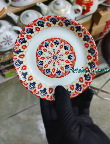 نعلبکی چینی طرح قدیمی مدل سوسن کارگاهی 6 عددی معمولی