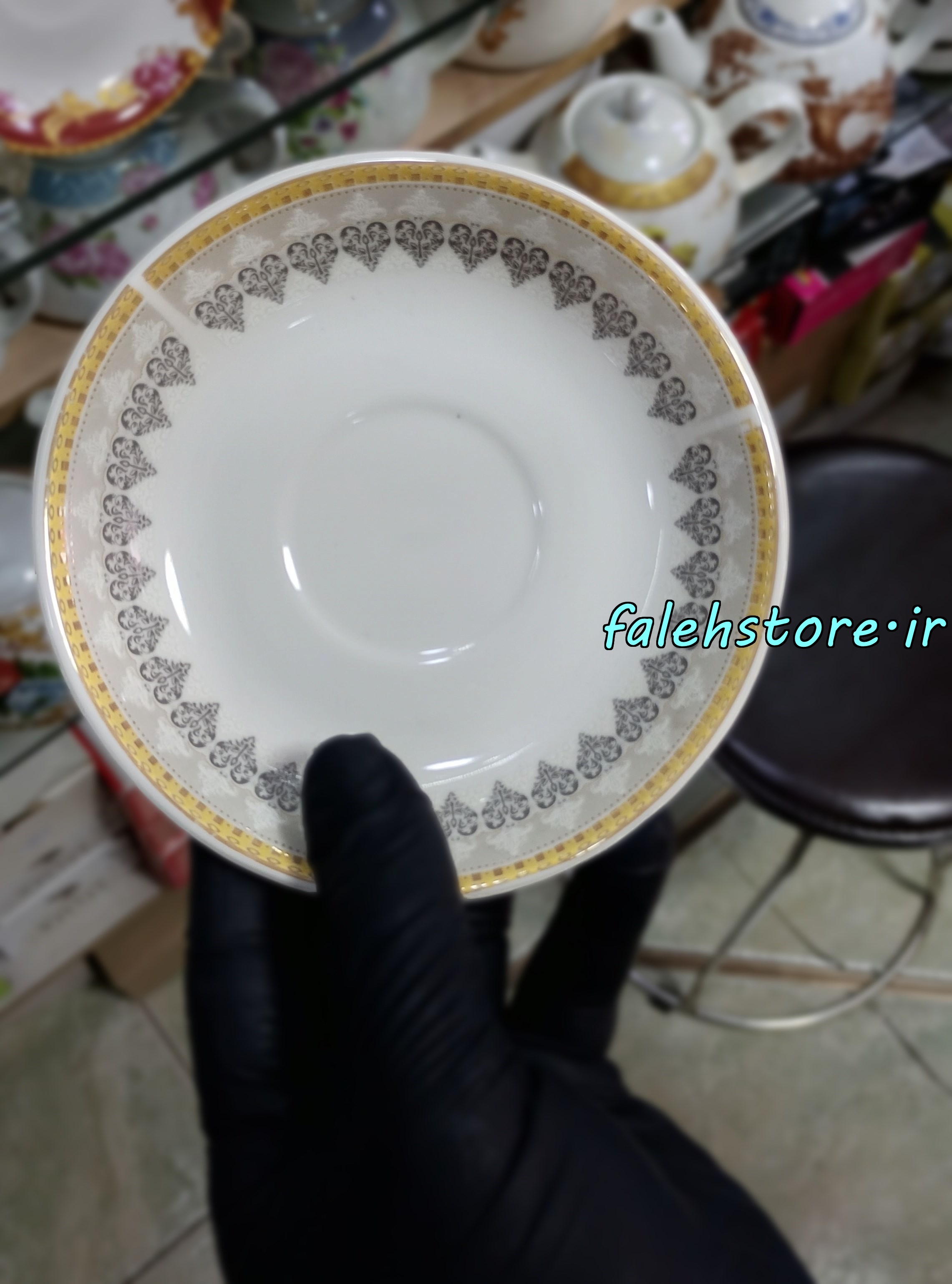 نعلبکی چینی طرح قدیمی مدل قلبی کارگاهی 6 عددی معمولی