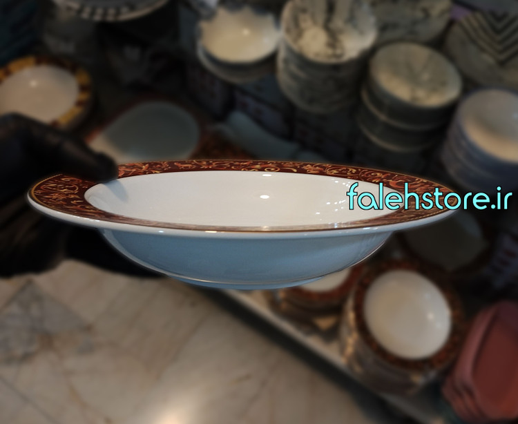 بشقاب خورشت خوری رومنس چینی خارجی طرح گاردین گرد 1 عددی