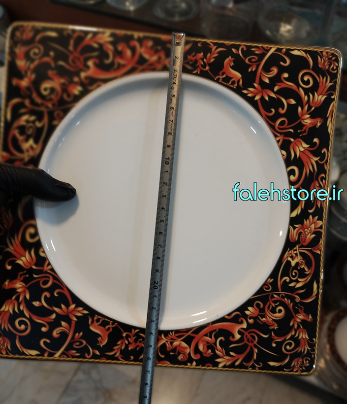 بشقاب پلوخوری چینی خارجی رومنس طرح گاردین مربع 1 عددی