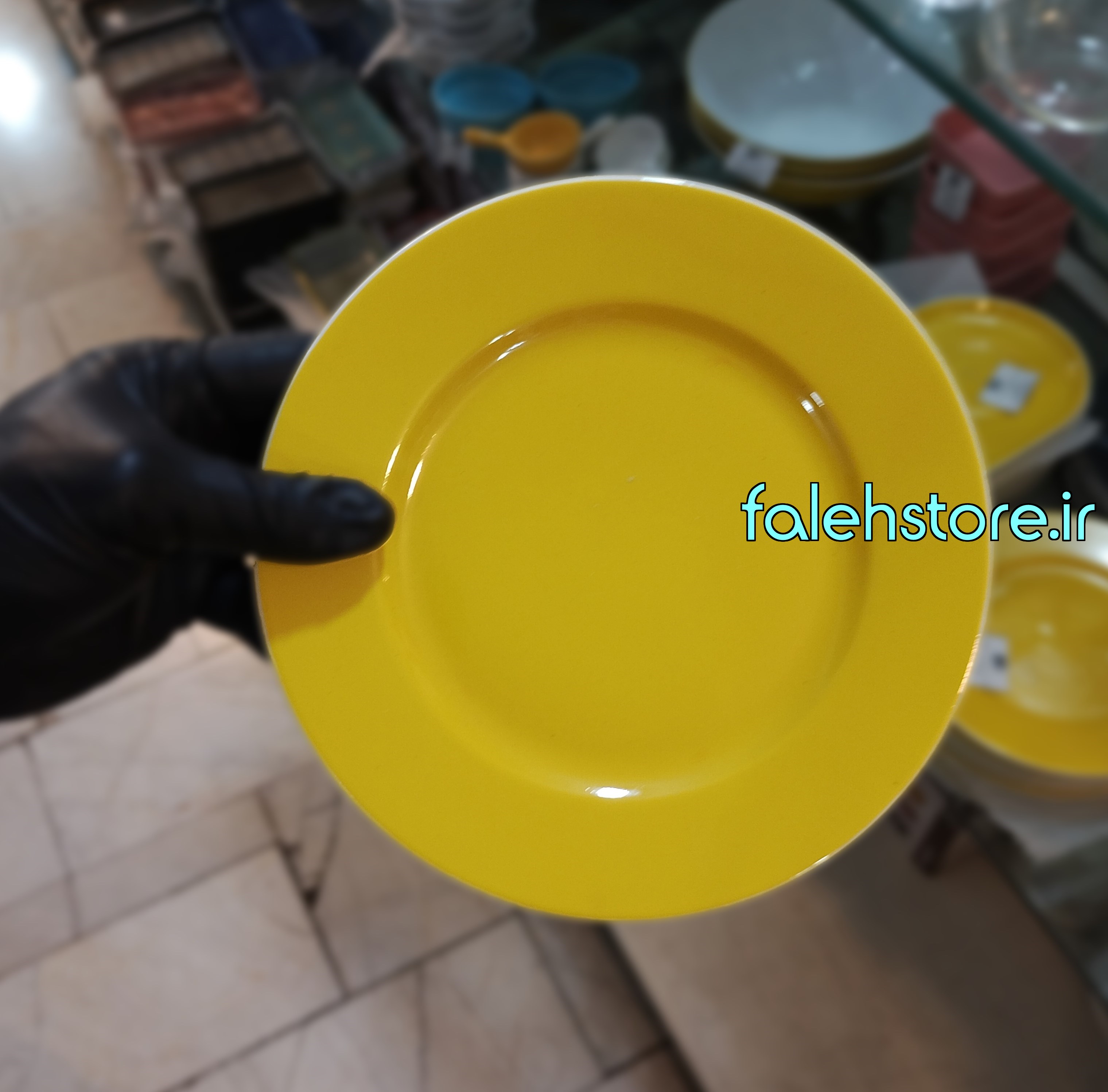 بشقاب پیش دستی چینی زرد ایرانی لاویلوکس پشت سفید 18 سانتی 1 عددی