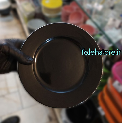 بشقاب پیش دستی چینی مشکی ایرانی لاویلوکس پشت سفید 18 سانتی 1 عددی