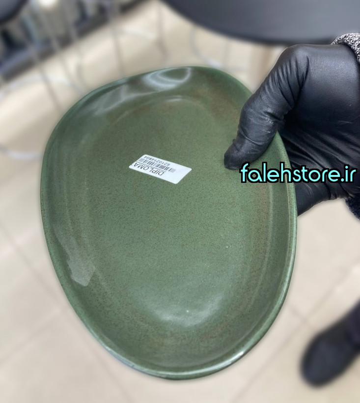 بشقاب سرو سرامیکی بادومی استون ور بن سای یشمی گرانیتی 1 عددی مات