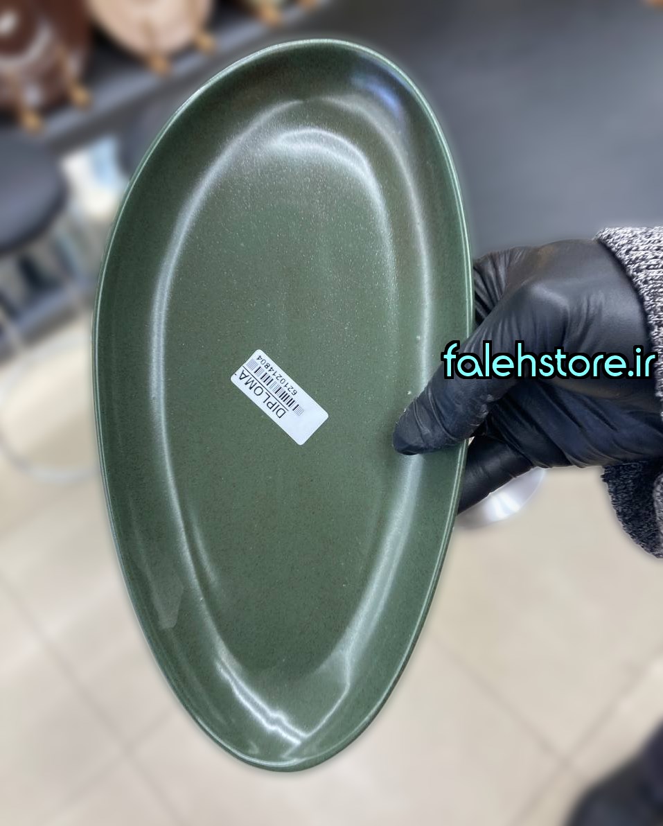 بشقاب سرو سرامیکی بادومی استون ور بن سای یشمی گرانیتی 1 عددی مات