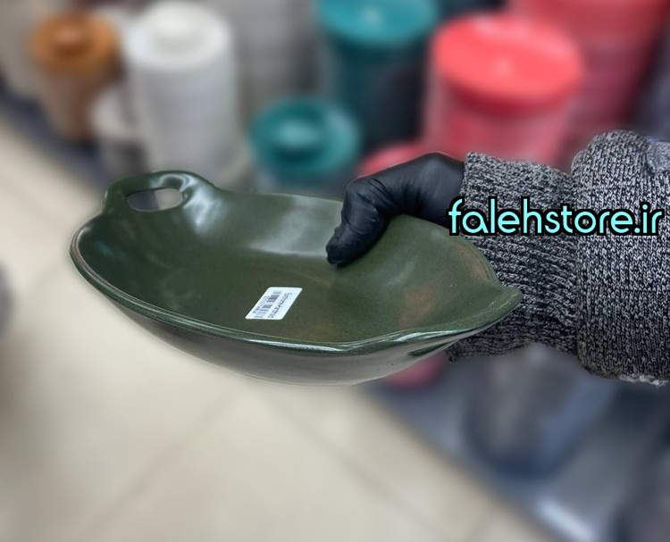 ظرف سرو سرامیکی بیضی استون ور بن سای یشمی 1 عددی مات