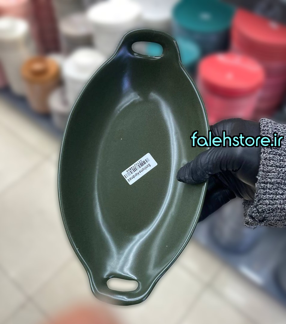 ظرف سرو سرامیکی بیضی استون ور بن سای یشمی 1 عددی مات