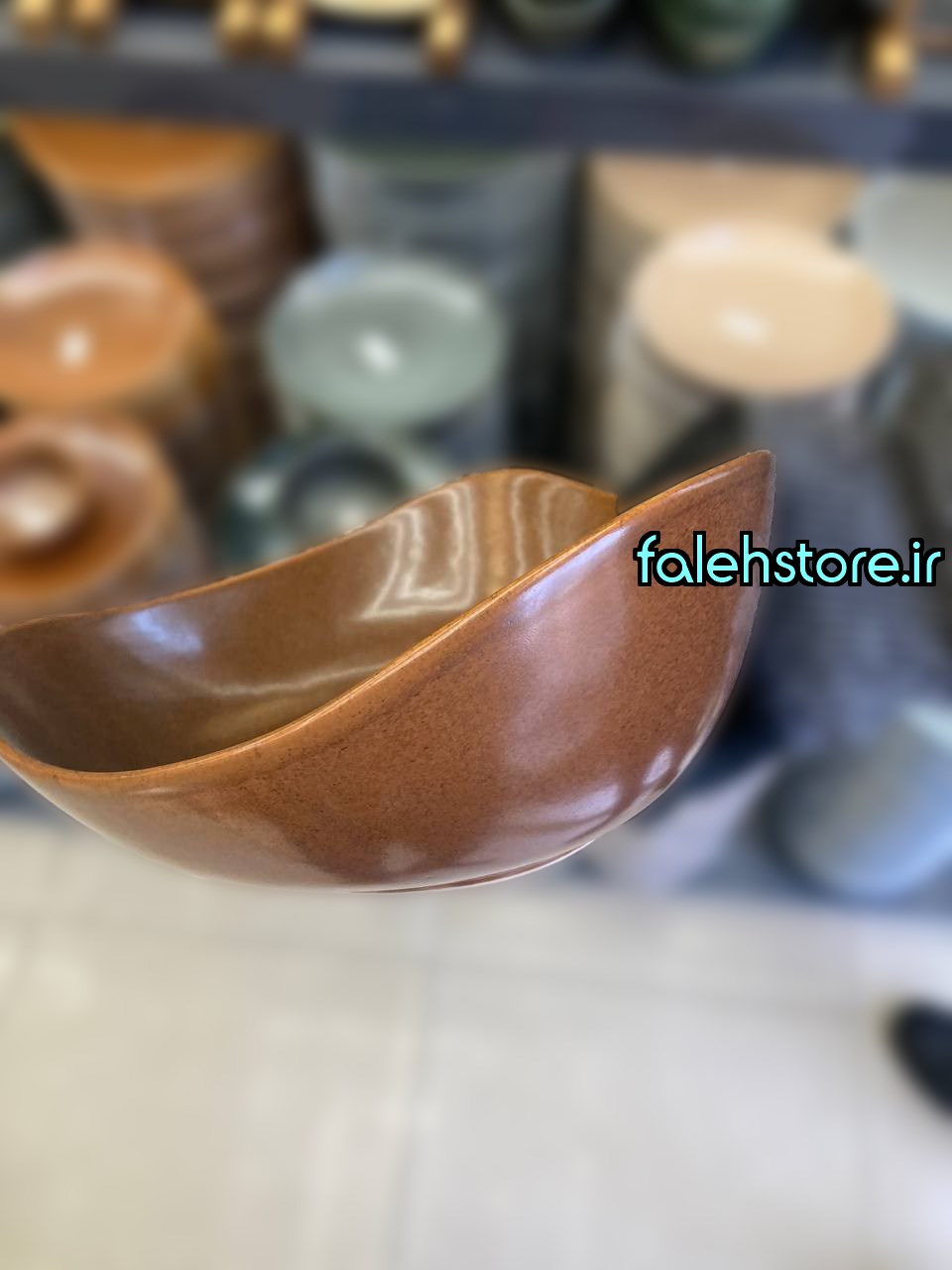 کاسه سرامیکی دفورم استون ور بن سای قهوه ای گرانیتی مات 1 عددی