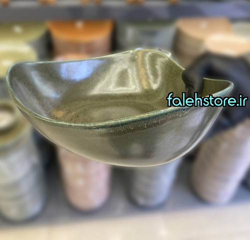 کاسه سرامیکی دفورم استون ور بن سای زیتونی گرانیتی مات 1 عددی
