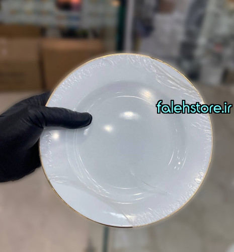 بشقاب پیش دستی چینی زرین گرد لب طلا 6 عددی